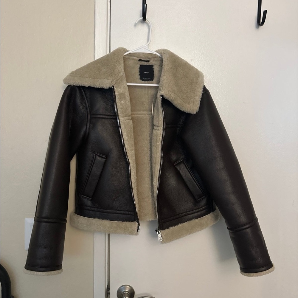 Leather shearling jacket